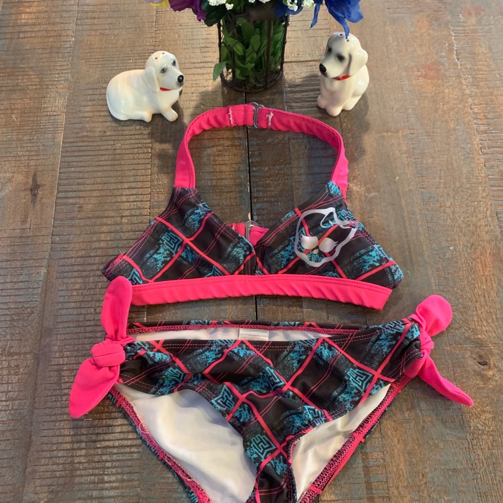 ☠️Monster High Two Piece Girls Bathing Suit Sz 7/8